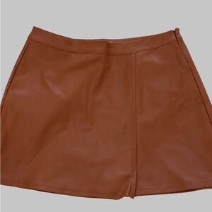 Brown Faux Leather Mini Skirt